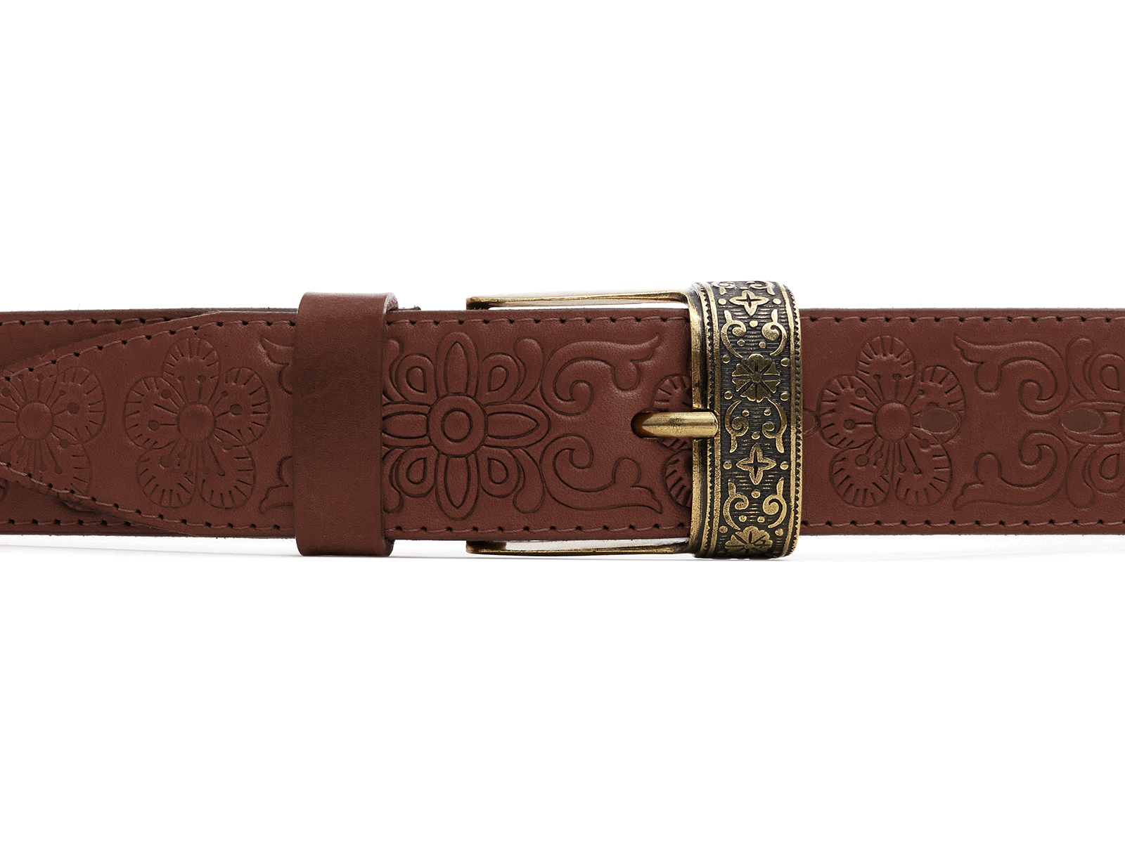 Кожаный коньяк женский джинсовый ремень B40-2088